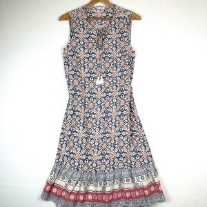 Beach Lunch Lounge Tank Multi Geo Print Dress Boho Coastal